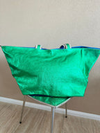 Opvallende leuke groen blauwe metallic shopper