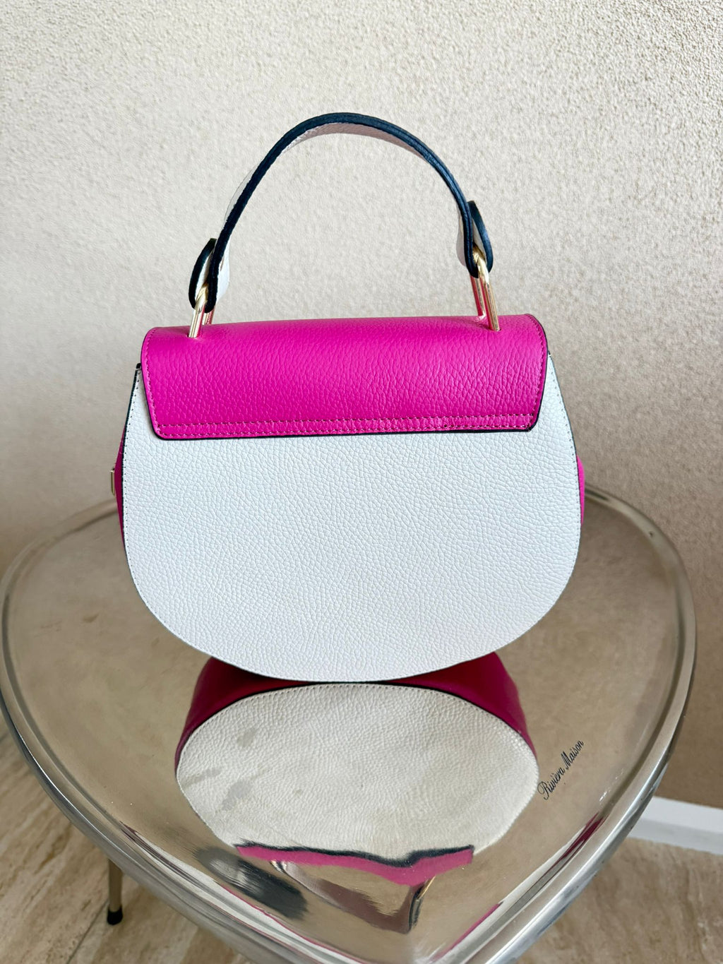 Fuchsia crème kleurige handtas