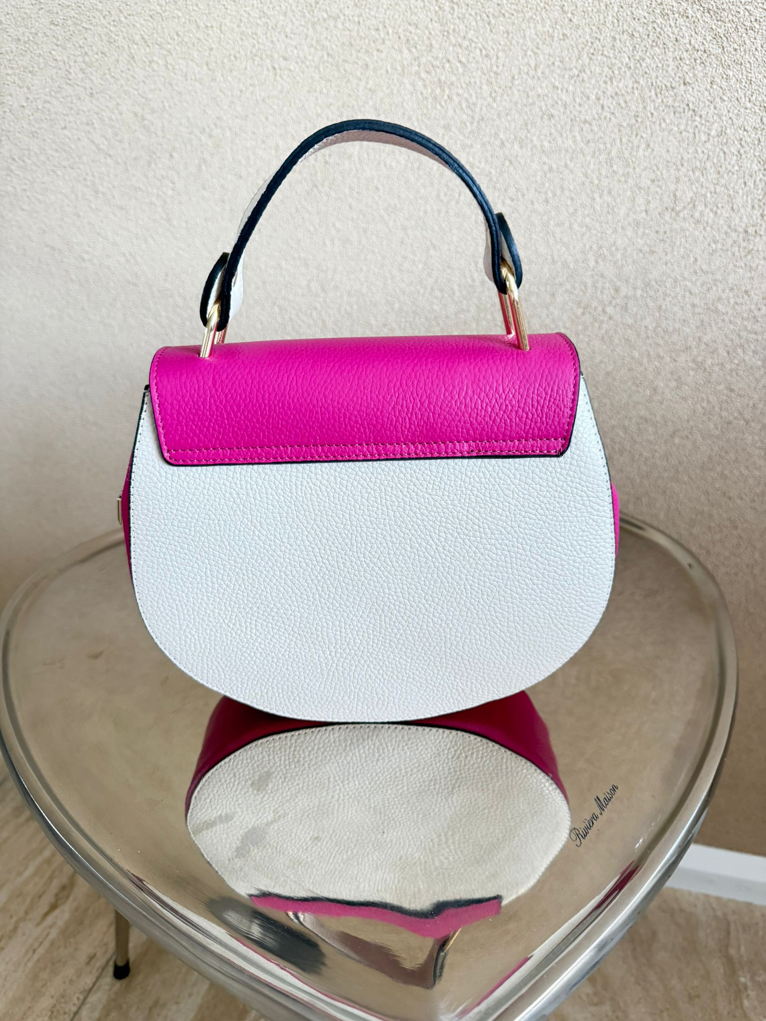 Fuchsia crème kleurige handtas