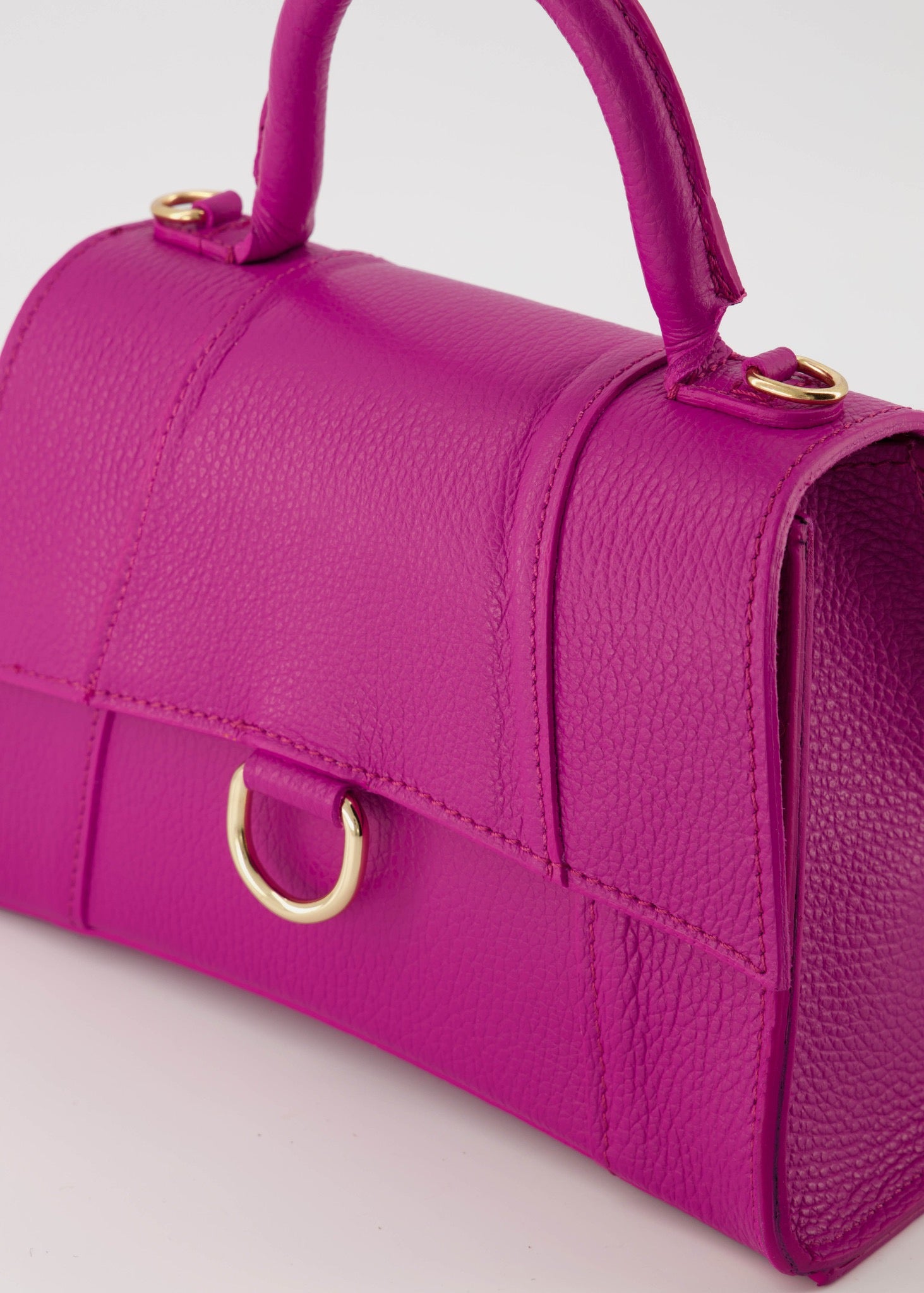 Schattige luxe Fuchsia lederen handtas met handvat