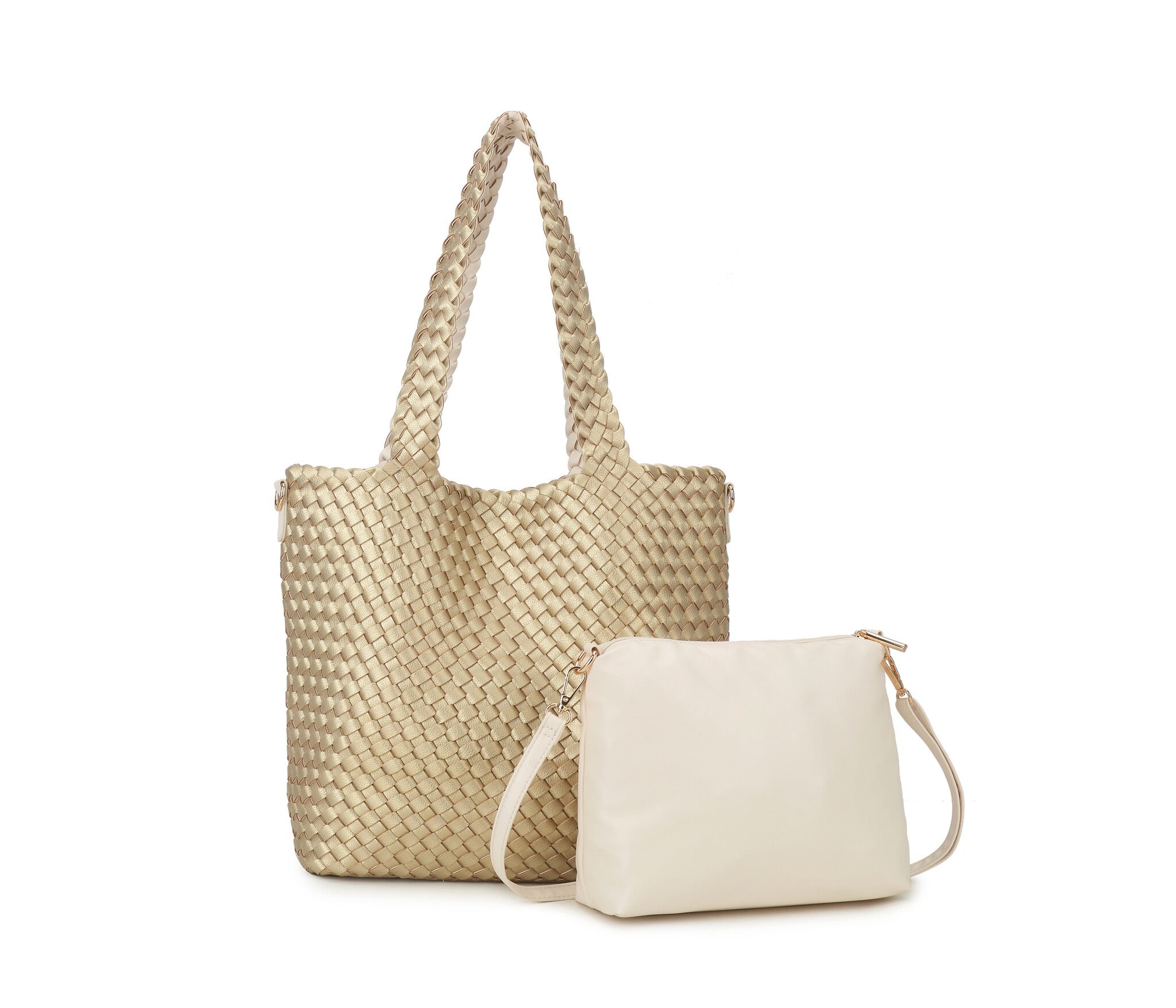 Goudkleurige gevlochten shopper