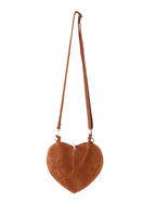 Eigentijdse suède camel hartjes tas