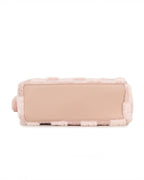 Superleuke roze teddy schoudertas met schaakpatroon