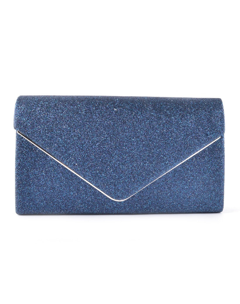 Mooie donkerblauwe clutch met glitters