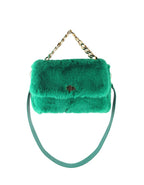 Superleuke zachte groene handtas met goud groen kleurige ketting